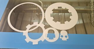 LaserCut Stencil and then black rubber spray paint was applied to create an amazing logo on the jacket.  Pixtures do not do this justice!  Worked perfectly!  #lasercutting #stencil #customdesign